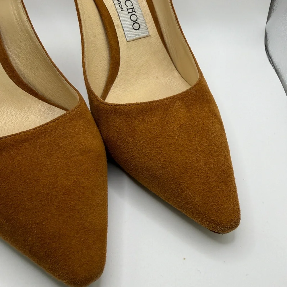 Jimmy Choo Women's Tan Suede Heels - Picture 2 of 6